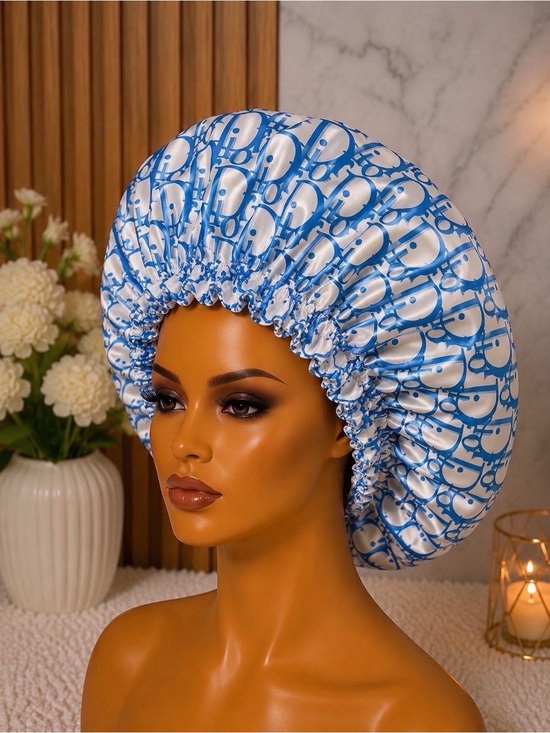 Other - Blue & White Designer-Pattern Satin Bonnet